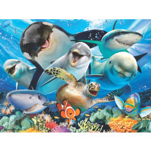 Prime 3D Onderwater Selfies Puzzel - 63 Stuk 3D Lenticulair Ocean Puzzel voor Kinderen & Volwassenen, 12"x9" Activiteit