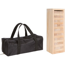 Trademark Innovations 12" Wooden Stacking Puzzle Game with Wood Box & Carry Case (54-Piece)