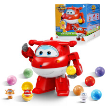 Super Wings Toy Vending Machine for Kids, Mini Gashapon Gumball Machine with Colorful Balls & Role Dolls & DIY Stickers, Cause and Effect Toys for Boy