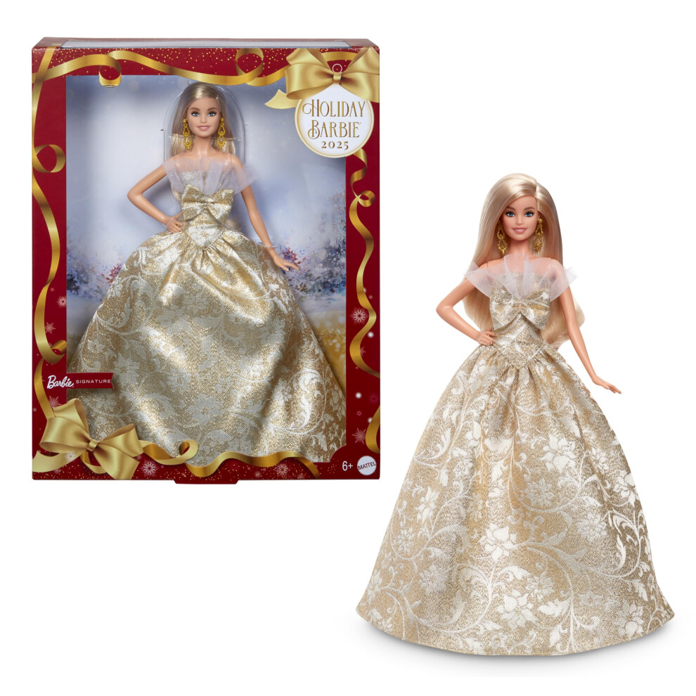 Barbie Holiday Blonde Signature Pretend Doll House Pretend Play 6 Years And Up Jbh95 Black/Gold