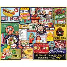 White Mountain 1000 Piece Jigsaw Puzzle Vintae Sign Collage Puzzles with Large Pieces Gift for Adults and Family 24"x30" - Signs of The Past
