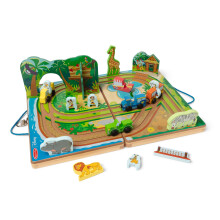 Melissa & Doug Disney Take-Along Safari Adventure Wooden Play Set with Built-in Tracks - 20 Pieces | Mickey Mouse, Minnie, Wooden Toy for Boys and for