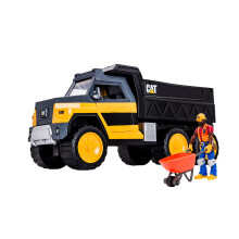 Cat Construction Workforce Hauler Action Set, 18-Piece Kids Construction Toy Playset with Freewheeling Hauler Truck, Lights & Action-Activated Sounds,