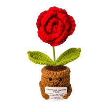 ZRXKSOPP Fleurs en Crochet, Plante en Peluche de Soutien Émotionnel avec Carte Positive pour Décor de Bureau