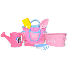 Barbie Set de Jardinería - Herramientas Reales para Niños con Regadera, Herramientas de Metal, Maceta y Bolsa de Almacenaje - Juego Rosa de 6 Piezas