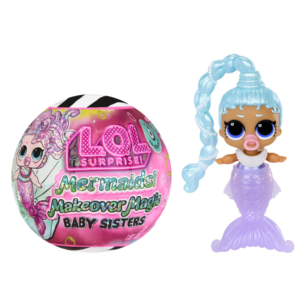 L.o.l. Surprise! Mermaids Makeover Magic Baby Sisters - Colour-Changing Mermaid Tail With Shell Display Ball, 6 Dolls To Collect - For Ages 4+ Years,