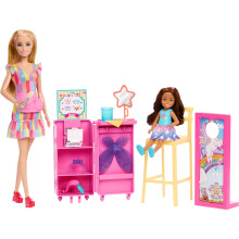 Barbie Tag auf dem Jahrmarkt Spielset mit 2 Puppen, Gesichtsbemalung und Fotohalter