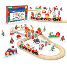 Wooden Train Set, Train Track for Toddlers 3-5, Wooden Tracks Kids Girls Boys Toys, 42Pcs Trains Toy Set for 3 4 5 6 Year Old Compatible with Thomas,