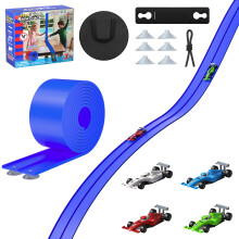 16FT Flexible Race Track with 4 Cars - DIY Car Ramp Track for Jumps, Loops, Ramps - Portable Roll-Up Dual Racetrack for Indoor Outdoor Play, Ages 3+ (