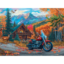 1000 Stukjes Puzzel Voor Volwassenen Chris Bigelow Bij De Lodge Kleurrijke Camping Motorfiets