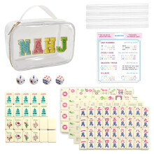 TUSAUW Mini Amerikaans Mahjong Tegelset Inclusief 166 0,8 Inch Mahjong Tegels
