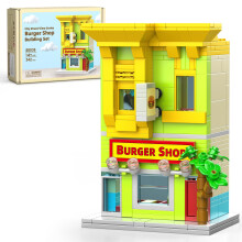 Stadt Burger Laden Bausatz, Tiny House Bauklötze Modellkit, MOC Straßenansicht für Erwachsene und Teens ab 14+ (342 Teile)