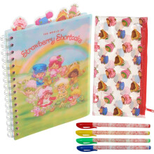 Innovatives Strawberry Shortcake Tab Journal Notizbuch mit Gelstiften, Spiralbindung, 96 linierte Seiten, 8 x 7