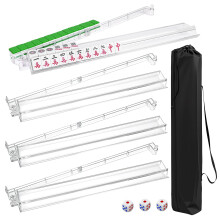 TheClouds Mahjong Racks with Pushers,4 Pcs Clear Mahjong Tile Racks Set,1.2American Mahjong Tile Racks,Mahjong Rack and Pusher Combo Transparent-PC Ma
