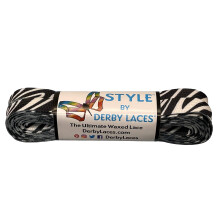 Derby Laces Style Wide 10mm Waxed Lace for Roller Skates, Hockey Skates, Boots, and Regular Shoes (Zebra, 72 Inch / 183 cm)