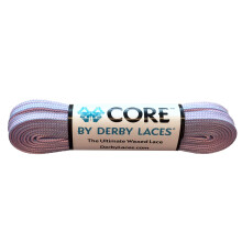 Derby Laces CORE Narrow 6mm Waxed Lace for Figure Skates, Roller Skates, Boots, and Regular Shoes (Pink Periwinkle Stripe, 120 Inch / 305 cm)