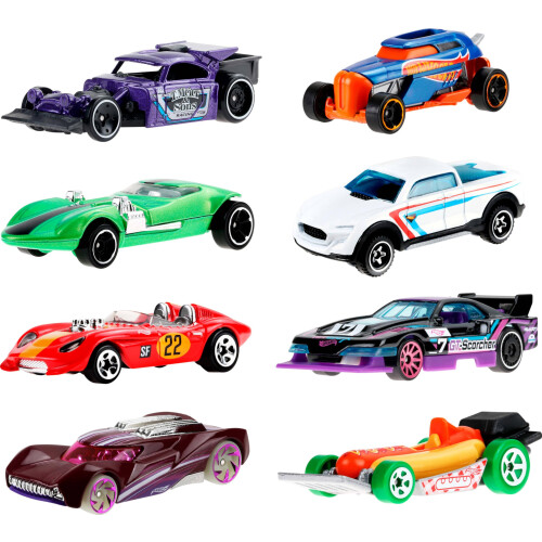 Hot Wheels Toy Cars & Trucks, Lets Race 8-Pack, Set of 8 1:64 Scale Vehicles from The Animated Netflix Show