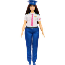 Barbie Careers Pilot Fashion Doll Wearing Removable Look with Flight Uniform & Shoes, Plus Hat Accessory