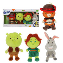Kids Preferred Shrek Cuteeze 4-delige Set - 15 cm Shrek, Fiona, Donkey, en Puss in Boots Pluche