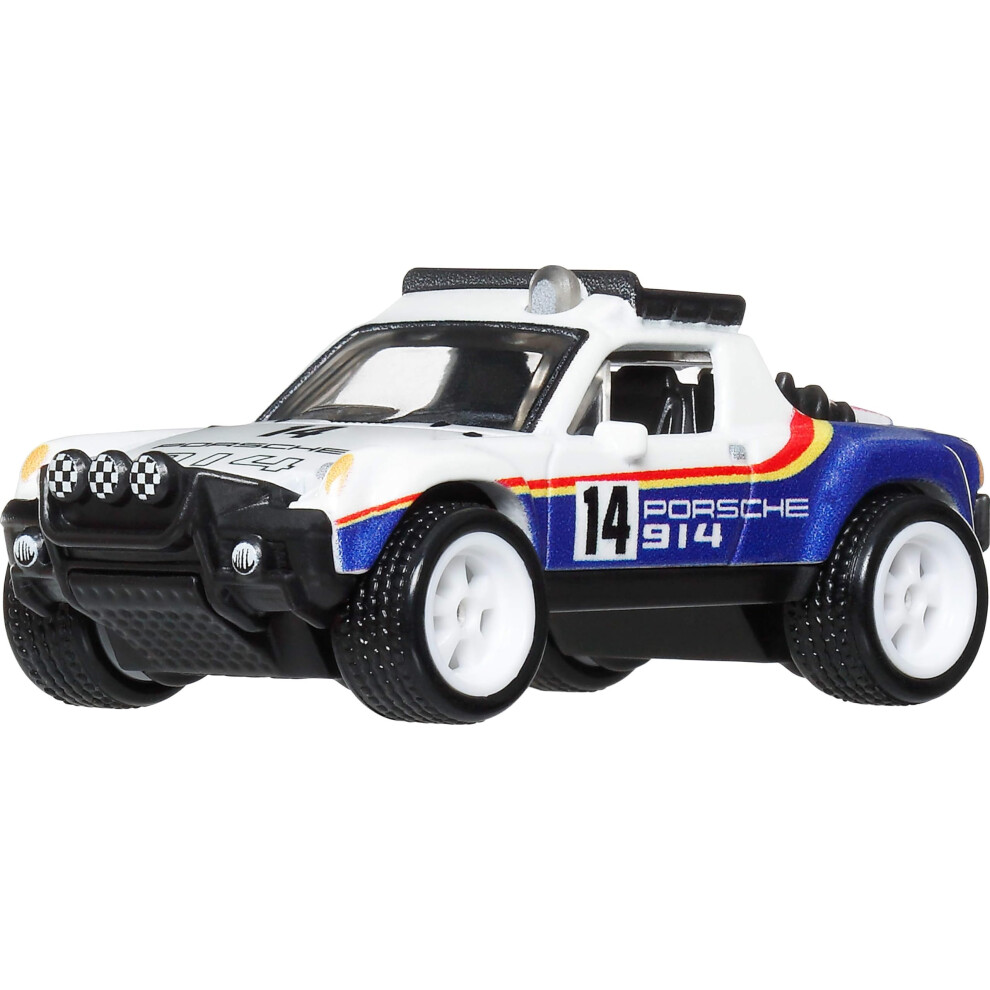 Hot Wheels Car Culture Premium 1:64 Scale Die-Cast Toy Porsche 914 Safari With Real Riders Tires & Metal/Metal Body & Chassis, Thrill Climbers