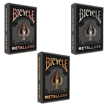 Bicycle Black Metalluxe 3 Pack - Comprend des cartes à jouer en or, argent et or rose