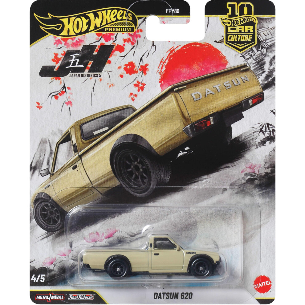 Hot Wheels Car Culture Premium 1:64 Scale Die-Cast Toy Datsun 620 With Real Riders Tires & Metal/Metal Body & Chassis, Japan Historics 5