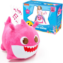 JITTERYGIT Baby Shark Bouncy Hopper - Musical Plush Toy for Kids and Toddlers - Mommy Shark (Pink)