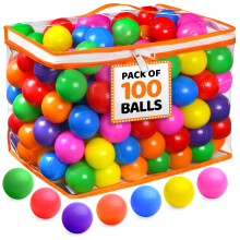 100 Boules de Jeu pour Enfants avec Sac de Rangement - 7 Couleurs Vives, Résistantes aux Chocs, Jouets Amusants