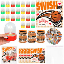 Gosodeny 24 Ensembles Cadeaux Saint-Valentin Favors Mini Jeu Basketball Doigts Bracelets Autocollants