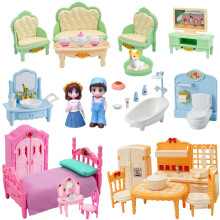 Princess Dollhouse Furniture Set, 48 Piece Luxury Miniature Accessories Collection with Living Room, Bathroom, Bedroom,Kitchen, TV Entertainment Set (