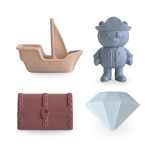 mushie Piraten Bad Speelgoed Set voor Peuters | 100% Voedselveilige Silicoon | Schimmelvrij, Set van 4
