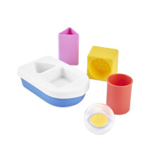 Skip Hop Baby Bath Toy STEM Learning & Play Stacking Boat 6-piece Set Bathtub Sensory Development Toy with Sprinkle Effects & Floating Pieces Age 6m+