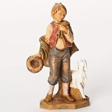 Roman Fontanini Inc., Lucas The Little Boy Shepherd, 5" Shepherds Collection, Nativity Figure and Accessories, Hand Sculpted and Painted