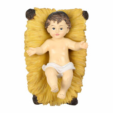Norrclp Weihnachtskrippe mit Baby Jesus, Krippenfigur aus Harz, Weihnachtsdeko für drinnen