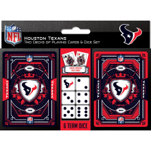 Masterpieces Game Day - NFL Houston Texans 2-Pack di Carte e Dadi - Set Ufficiale per Adulti e Famiglia