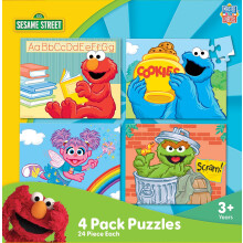 MasterPieces Puzzelset - 4-Pack 24 Stuk Jigsaw Puzzels voor Kinderen - Sesamstraat 4-Pack - 8"x10"