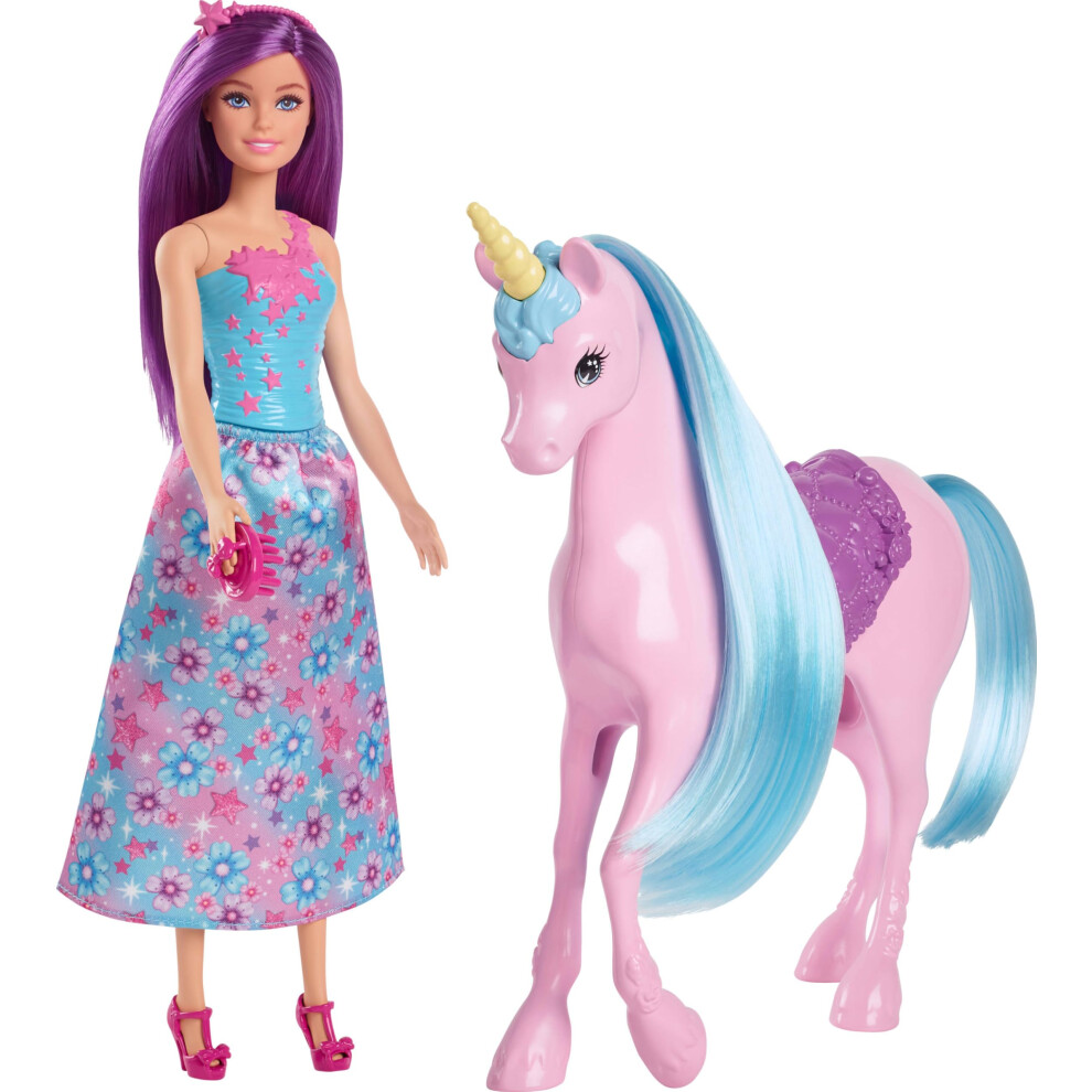 Barbie Mattel Doll & Unicorn Fantasy Playset - Magical Adventure Toy
