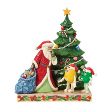 Enesco M&M's by Jim Shore Santa with Green and Yellow Characters by Christmas Tree Figurine, 8.27 Inch, Multicolor