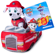 Paw Patrol Marshall 2-in-1 Vehicle Plush, 6-Inch Stuffed Animal with 8-Inch Plush Toy Firetruck, Kids Toys for Boys and Girls Ages 3 and Up