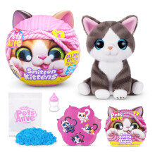 Pets Alive Smitten Kittens Series 2 (Dragon Li) by ZURU - Interactive Plush Cat Toy with 10 Sounds, Surprise Unboxing, Soft Collectible Pet for Ages 3