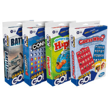 Hasbro Grab and Go! Bundle (4er Pack), Kinder Reise Brettspiele, Battleship, Connect 4, Guess Who?, Hungry Hungry Hippos