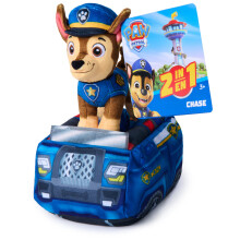 Paw Patrol Chase 2-in-1 Vehicle Plush, 6-Inch Stuffed Animal with 8-Inch Plush Toy Police Cruiser, Kids Toys for Boys and Girls Ages 3 and Up