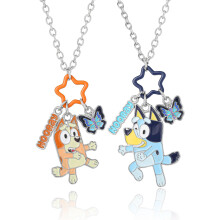 Bingo and Bluey Necklace for Girls 2 Pieces Official License 16"+3.25", Bluey Jewelry with Charms