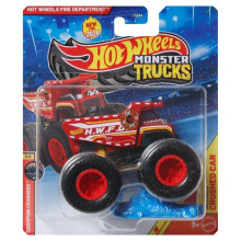 Hot Wheels Fire Department Monster Truck [Includes Crushed Car] Champion Crashers 5/8, New for 2026! 1:64 Scale Diecast Toy Vehicle