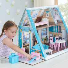 Delta Children Ski Chalet A-Frame Puppenhaus - 15 Zubehörteile - Für 30 cm Puppen - Spielzeuggeschenk für 3+ Jahre