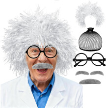 6PCS Costume de scientifique fou pour enfant, perruque de vieil homme, accessoires pour 100e jour d'école