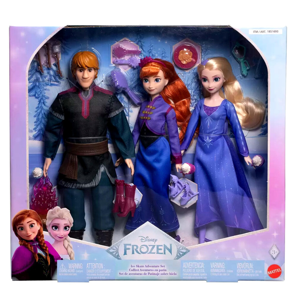 Disney Frozen Ice Skating Adventure Set - Anna, Elsa And Kristoff Celebrate The Season With Ice Skating, Adventures And Joy Around The Fire.