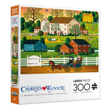 Buffalo Games - 300 Charles Wysocki: Hej Granne Översized Jigsaw Puzzle Större Bitar - Perfekt för Vuxna, Familj, Barn