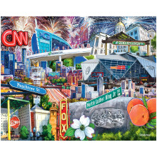 White Mountain 1000 Piece Jigsaw Puzzle State Collage Georgia Puzzles with Large Pieces Gift for Adults and Family 24"x30" - I Love Atlanta