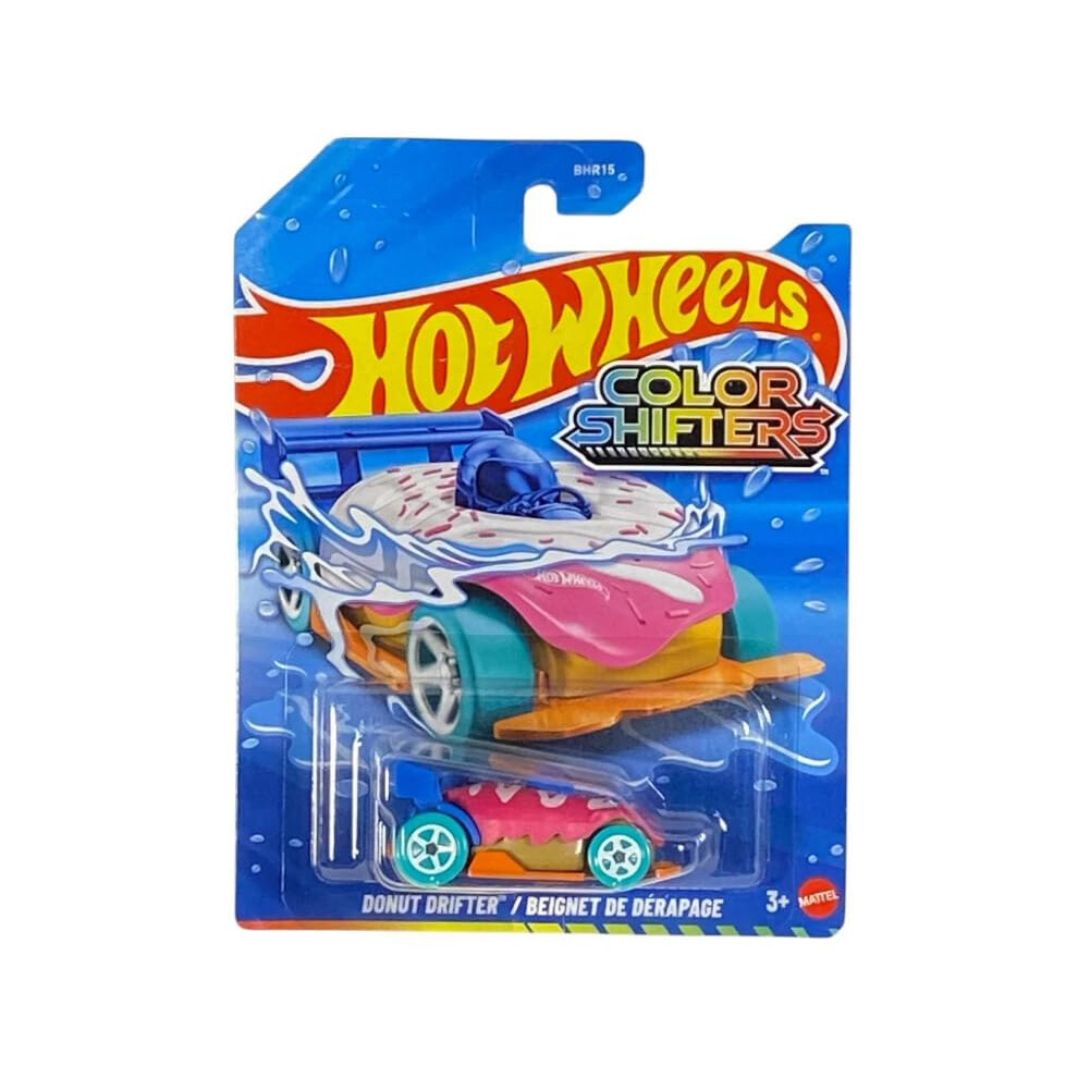 Hot Wheels Color Shifters Donut Drifter - Changes Color When Exposed To Cold Or Warm Water! 1:64 Scale Diecast Toy Vehicle
